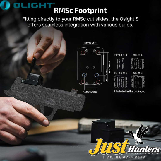 OLIGHT Osight S Multi-Reticle Micro Enclosed Sight with Charging Cover, 2 MOA Dot & 32 MOA Circle for RMSc Footprint