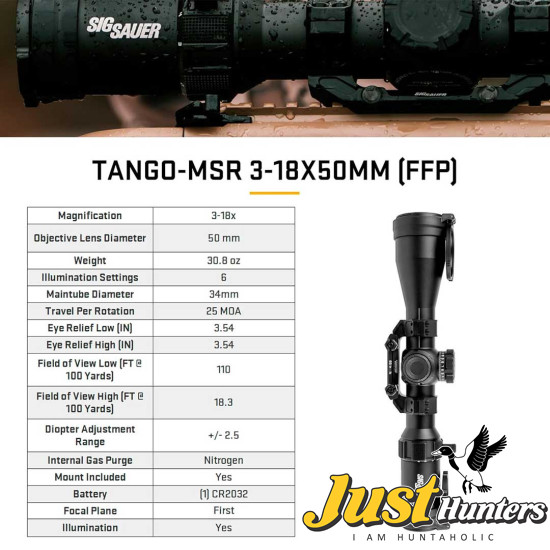 SIG SAUER Tango-MSR 3-18X50mm Illuminated 34mm FFP SIG SAUER Tango-MSR 3-18X50mm Illuminated 34mm FFP