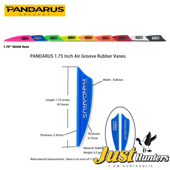 PANDARUS 1.75" Arrow Vanes Air Groove Rubber Fletches Pack of 50Pcs
