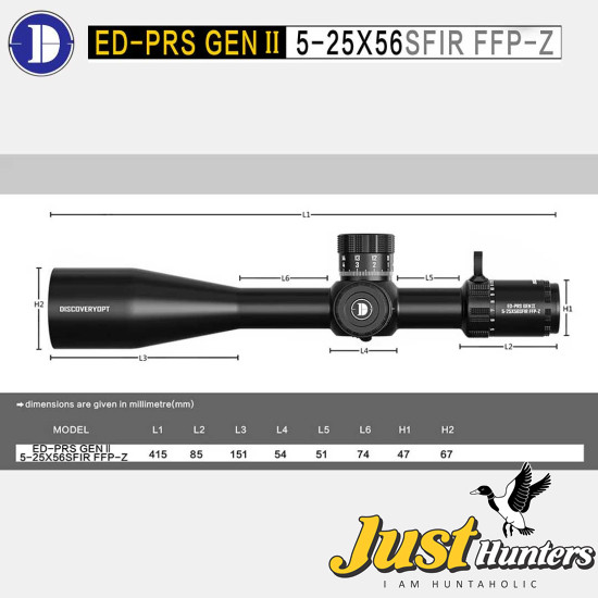 Discovery Optics ED-PRS GENⅡ 5-25X56 SFIR FFP MRAD ZERO-STOP 34MM Professional Scope Discovery Optics ED-PRS GENⅡ 5-25X56 SFIR FFP MRAD ZERO-STOP 34MM Professional Scope