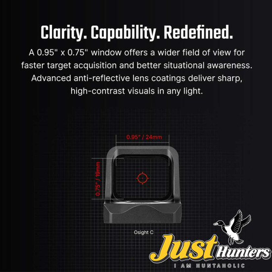 Osight C 3 MOA Dot & 32 MOA Circle Multi-Reticle System Red Dot Sight with Large Window and Side-Loading Battery