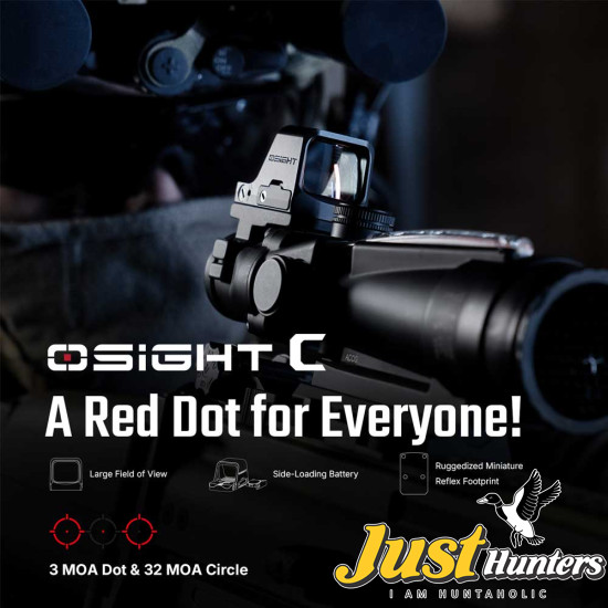 Osight C 3 MOA Dot & 32 MOA Circle Multi-Reticle System Red Dot Sight with Large Window and Side-Loading Battery