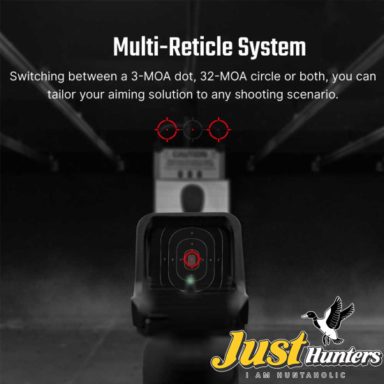 Osight C 3 MOA Dot & 32 MOA Circle Multi-Reticle System Red Dot Sight with Large Window and Side-Loading Battery