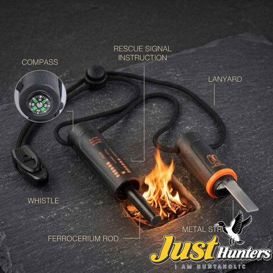 Survival Fire Starter Flint with compass for starting a fire in emergency situations