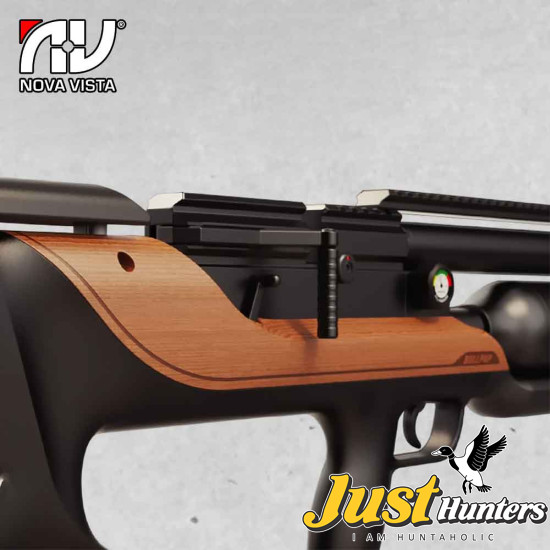 NOVA VISTA ACUTAC BULLPUP PCP AIR RIFLE CARBON FIBER BOTTLE A2-B Cal 22 - Black/Wood