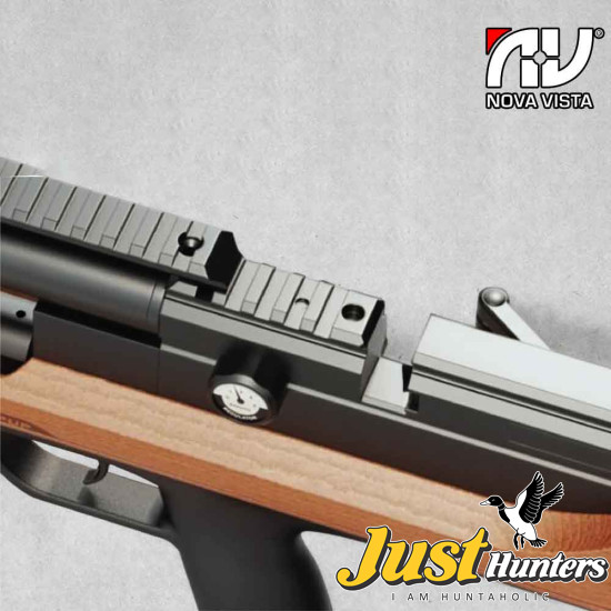 NOVA VISTA ACUTAC BULLPUP PCP AIR RIFLE CARBON FIBER BOTTLE A2-B Cal 22 - Black/Wood