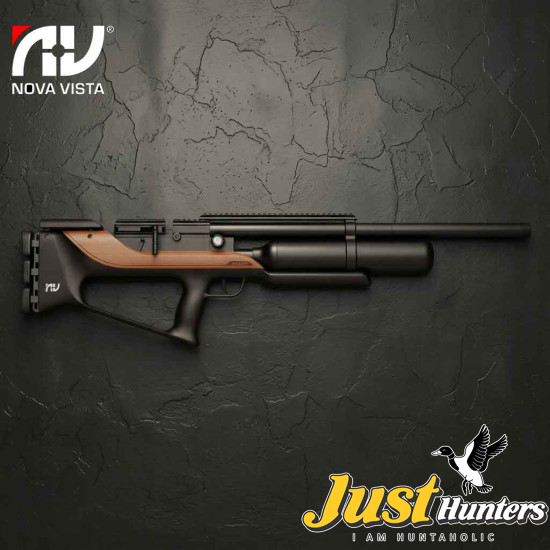 NOVA VISTA ACUTAC BULLPUP PCP AIR RIFLE CARBON FIBER BOTTLE A2-B Cal 22 - Black/Wood