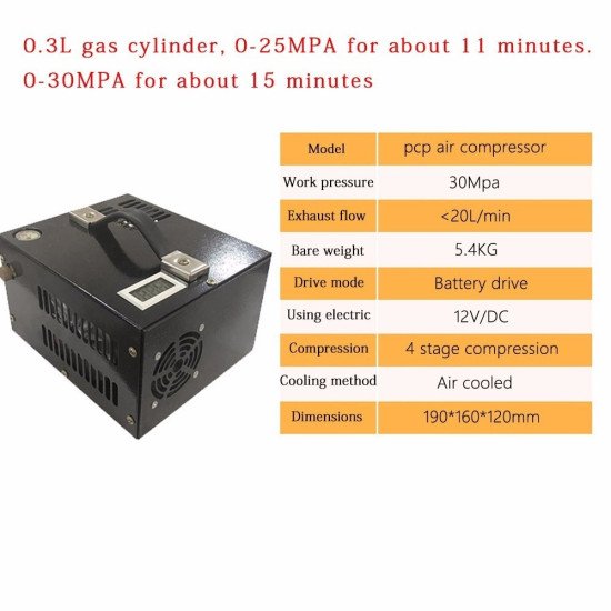 PCP Mini Air Compressor 12V 220V 4500 PSI 300 Bar PCP Mini Air Compressor 12V 220V 4500 PSI 300 Bar