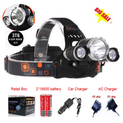 3X C-XM-L T6 4 Mode LED Headlamp 5000 Lumens