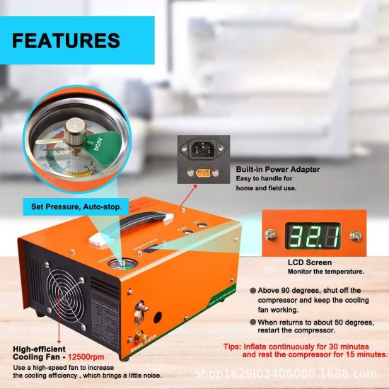 PCP Air Gun Compressor Auto Stop 4500psi 300bar 220V PCP Air Gun Compressor Auto Stop 4500psi 300bar 220V