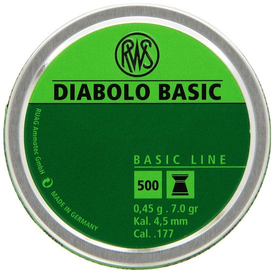 RWS Diablo Basic Line 7.0 Grain Air Gun Pellets- .177 Caliber-500 Count
