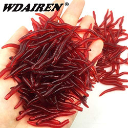 20 Pcs Soft Lure Fishing Simulation Earthworm Red Worms Artificial Fishing Lure Tackle Lifelike Fishy Smell Lures