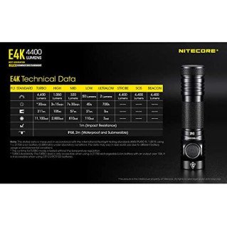 NITECORE E4K EDC Flashlight with 5000mAh USB-C Rechargeable Battery 4400 Lumen