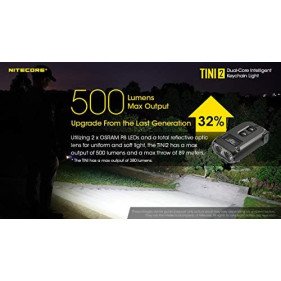 Nitecore TINI 2 Black 500 Lumen USB-C Rechargeable Keychain Flashlight