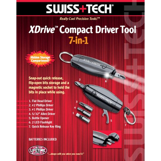 SWISS+TECH XDrive Compact Driver Tool 7-in-1 Keychain Multi Tool