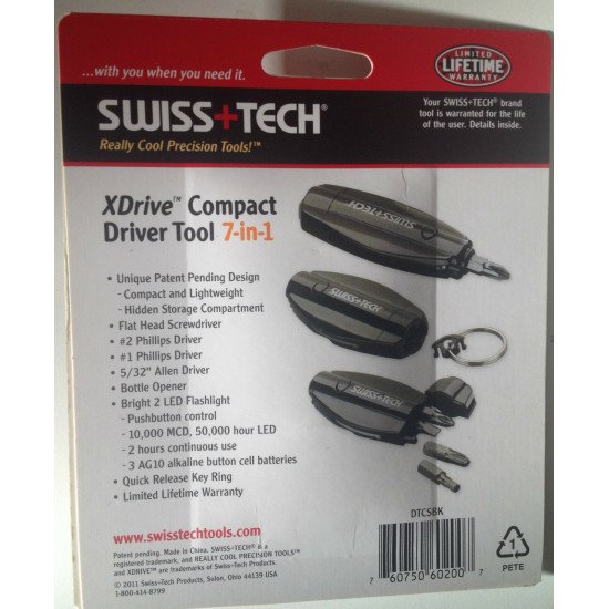 SWISS+TECH XDrive Compact Driver Tool 7-in-1 Keychain Multi Tool