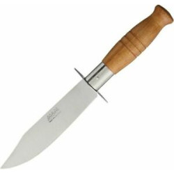 MAM KNIFE 70 9.625" Wood Handle Light Hunting Fixed Blade Knife With Leather Sheath