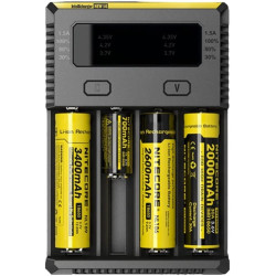 NITECORE NEW i4 Intelligent Charger for Li-ion Ni-MH AA AAA 18650 16340 26650 Batteries with Travel Bag and Battery Organizer
