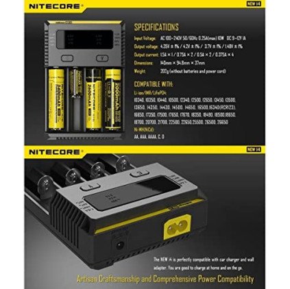 NITECORE NEW i4 Intelligent Charger for Li-ion Ni-MH AA AAA 18650 16340 26650 Batteries with Travel Bag and Battery Organizer NITECORE NEW i4 Intelligent Charger for Li-ion Ni-MH AA AAA 18650 16340 26650 Batteries with Travel Bag and Battery Organizer