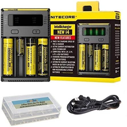 NITECORE NEW i4 Intelligent Charger for Li-ion Ni-MH AA AAA 18650 16340 26650 Batteries with Travel Bag and Battery Organizer NITECORE NEW i4 Intelligent Charger for Li-ion Ni-MH AA AAA 18650 16340 26650 Batteries with Travel Bag and Battery Organizer