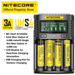 Nitecore UMS4 USB Four-Slot USB Fast Charger, for 18650, 21700 Batteries