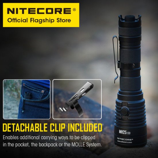 NITECORE FLASHLIGHT MH25 V2, RECHARGEABLE USB-C 1300 Lumens 519 Yard Through NITECORE FLASHLIGHT MH25 V2, RECHARGEABLE USB-C 1300 Lumens 519 Yard Through