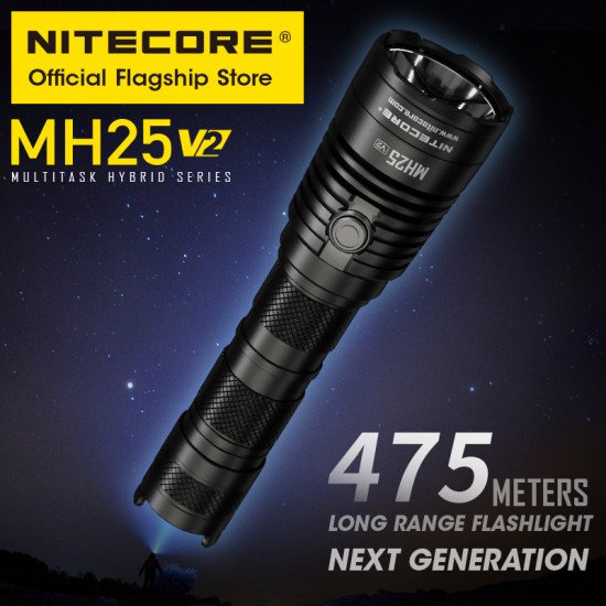 NITECORE FLASHLIGHT MH25 V2, RECHARGEABLE USB-C 1300 Lumens 519 Yard Through NITECORE FLASHLIGHT MH25 V2, RECHARGEABLE USB-C 1300 Lumens 519 Yard Through