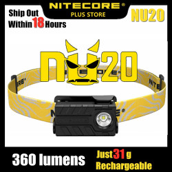 NITECORE NU20 Headlamp 360 Lumens Headlight built-in lithium battery USB rechargeable EDC flashlight