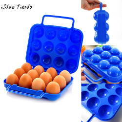 Portable 12/6 Eggs Plastic Container Holder Folding Egg Storage Box Handle Case Specially designed for carrying the eggs easily