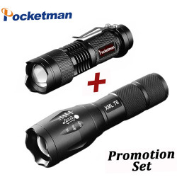 LED Flashlight XML-T6 Tactical flashlight + Q5 Mini Torch Lanterna Zoomable Waterproof Flashlight