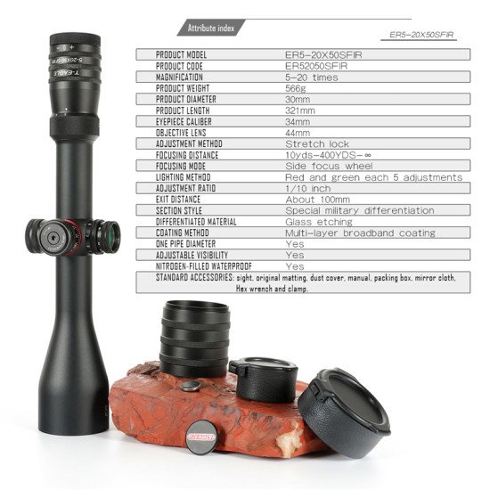 T-Eagle Tactical ER 5-20X50 SFIR Scope Lateral Adjustment
