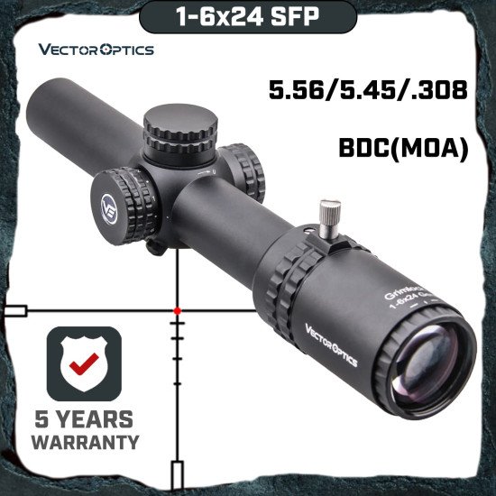 Vector Optics Grimlock 1-6X24 Gen2 BDC (MOA) Ballistic Reticle Rifle Scope