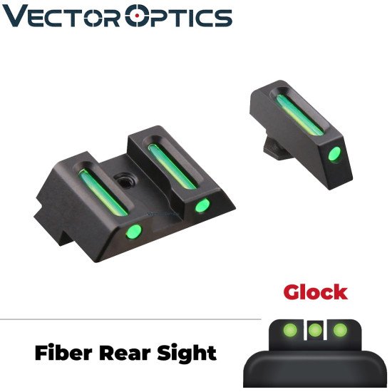 Vector Optics Handgun Pistol Front Rear Fiber Optic Combat Sight Combo Green fit Glock Models G17 G19 Vector Optics Handgun Pistol Front Rear Fiber Optic Combat Sight Combo Green fit Glock Models G17 G19