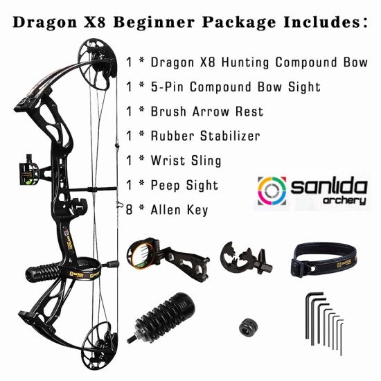 Sanlida Archery Dragon X8 60lbs Black Basic Kit Sanlida Archery Dragon X8 60lbs Black Basic Kit