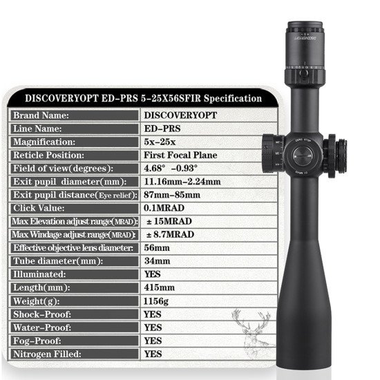 Discovery Optics ED 5-25X56 SFIR FFP Scope with Zerostop Discovery Optics ED 5-25X56 SFIR FFP Scope with Zerostop