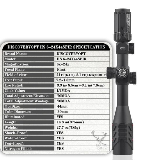 DISCOVERY OPTICS HS 6-24X44 SFIR FFP SCOPE DISCOVERY OPTICS HS 6-24X44 SFIR FFP SCOPE