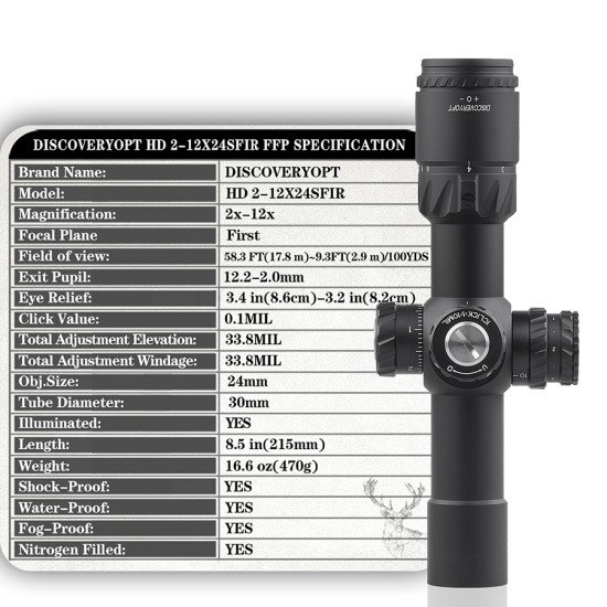 Discovery Optics HD 2-12X24 SFIR FFP Scope