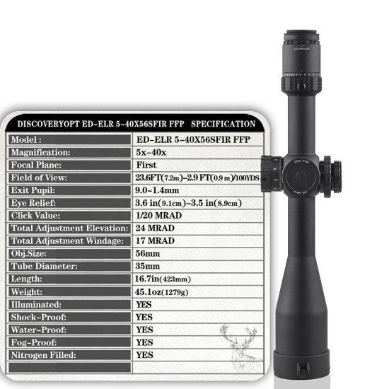 Discovery Optics ED ELR 5-40X56 SFIR FFP Scope 2023
