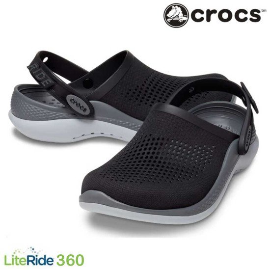 Crocs LiteRide 360 Clogs Black / Slate Grey Crocs LiteRide 360 Clogs Black / Slate Grey