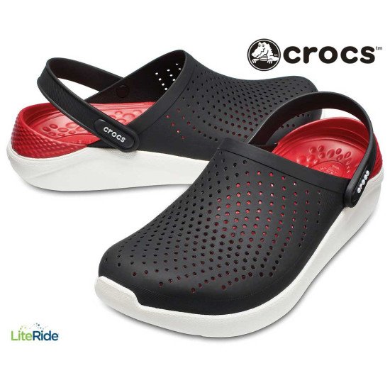 Crocs LiteRide Clogs Black and Red