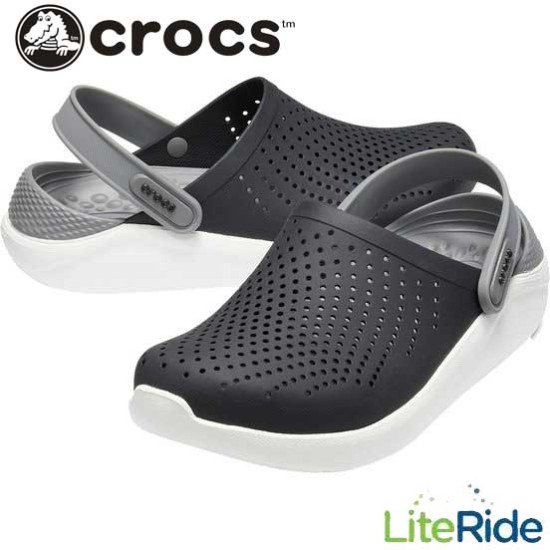 Crocs LiteRide Clogs Black and White Crocs LiteRide Clogs Black and White