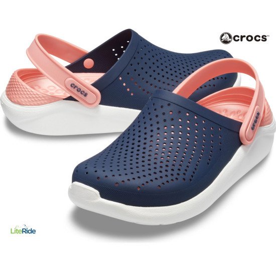 Crocs LiteRide Clogs Navy Blue and Pink Crocs LiteRide Clogs Navy Blue and Pink