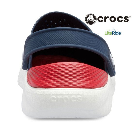 Crocs LiteRide Clogs Navy Blue and Red Crocs LiteRide Clogs Navy Blue and Red