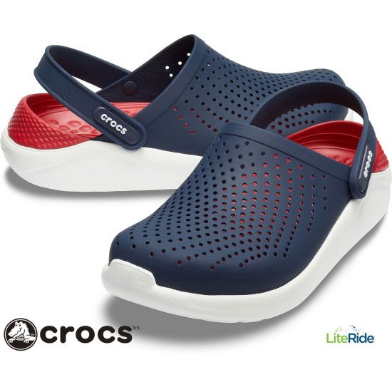 Crocs LiteRide Clogs Navy Blue and Red Crocs LiteRide Clogs Navy Blue and Red