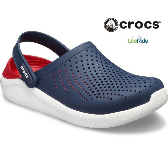 Crocs LiteRide Clogs Navy Blue and Red Crocs LiteRide Clogs Navy Blue and Red