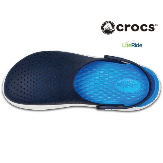 Crocs LiteRide Clogs Navy Blue and Sea Blue Crocs LiteRide Clogs Navy Blue and Sea Blue