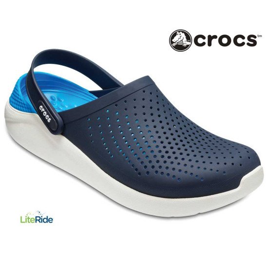 Crocs LiteRide Clogs Navy Blue and Sea Blue Crocs LiteRide Clogs Navy Blue and Sea Blue