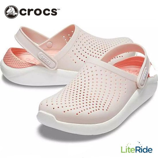 Crocs LiteRide Clogs Pearl White and Pink Crocs LiteRide Clogs Pearl White and Pink