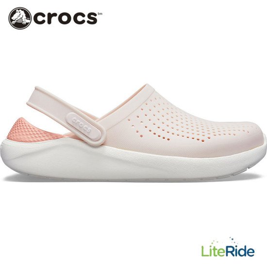 Crocs LiteRide Clogs Pearl White and Pink Crocs LiteRide Clogs Pearl White and Pink