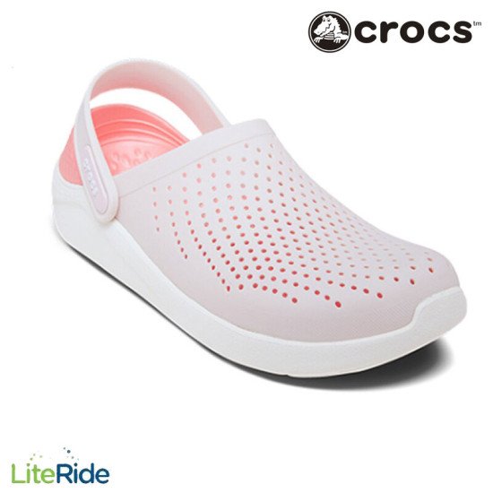 Crocs LiteRide Clogs Pearl White and Pink Crocs LiteRide Clogs Pearl White and Pink